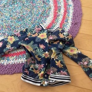 Zara girls floral print bomber jacket . Snap close button system